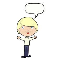 Cartoon happy boy with speech bubble N270