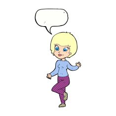 cartoon woman waving with speech bubble N381