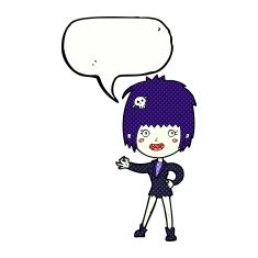 cartoon vampire girl with speech bubble N260