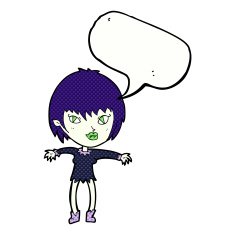 cartoon vampire girl with speech bubble N261