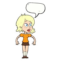 cartoon surprised woman with speech bubble N284
