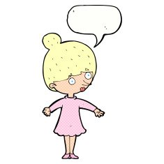 cartoon surprised woman with speech bubble N285