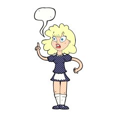 cartoon worried maid with speech bubble N12