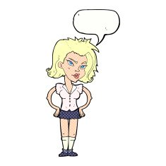 cartoon woman with hands on hips speech bubble N247