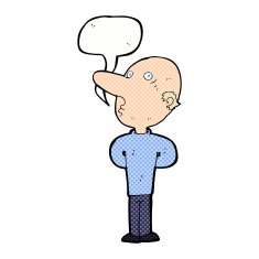 cartoon balding man with speech bubble N22