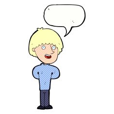 cartoon happy man with speech bubble N521