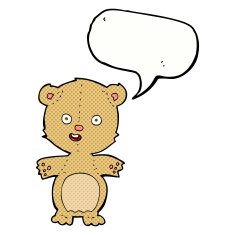 cartoon teddy bear with speech bubble N175