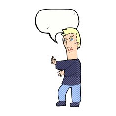 cartoon angry man with speech bubble N100