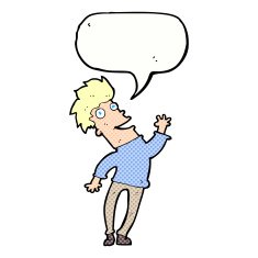 cartoon happy man with speech bubble N522
