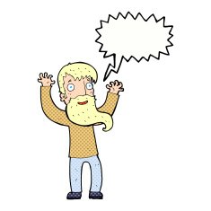 cartoon excited man with beard speech bubble N12