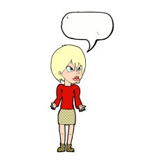 cartoon annoyed woman with speech bubble N210
