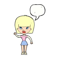 cartoonw woman waving with speech bubble N4