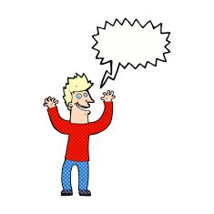 cartoon excited man with speech bubble N79