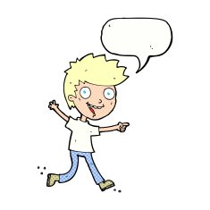 cartoon crazy excited boy with speech bubble N12