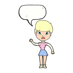 cartoon woman waving with speech bubble N382