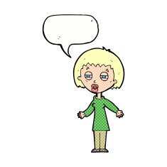cartoon tired woman with speech bubble N34