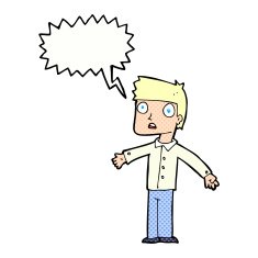 cartoon shocked man with speech bubble N122