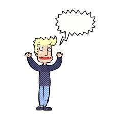 cartoon stressed man with speech bubble N76