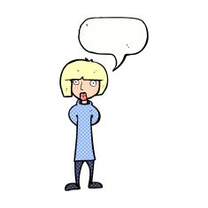 cartoon curious woman with speech bubble N69