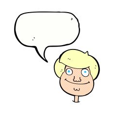 cartoon happy boy's face with speech bubble N23