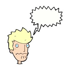 cartoon nervous man with speech bubble N156