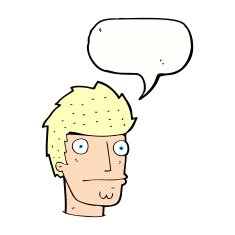 cartoon nervous man with speech bubble N157