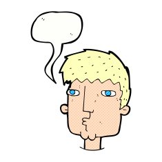 cartoon curious man with speech bubble N76