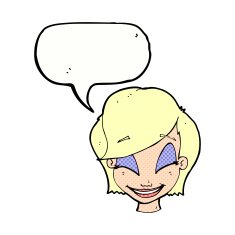 cartoon pretty female face with speech bubble N109