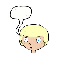 cartoon curious boy with speech bubble N42