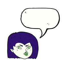 cartoon vampire face with speech bubble N42