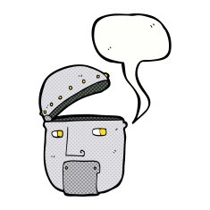 cartoon robot head with speech bubble N74
