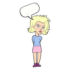 cartoon woman with speech bubble N35