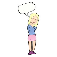 cartoon woman waiting with speech bubble N23