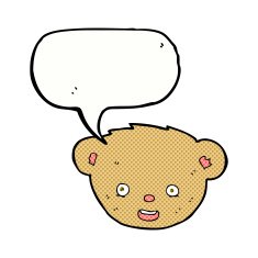 cartoon teddy bear face with speech bubble N21