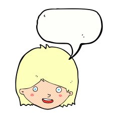 cartoon happy female face with speech bubble N213