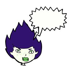 cartoon vampire head with speech bubble N48