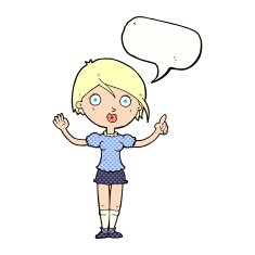 cartoon girl asking question with speech bubble N12