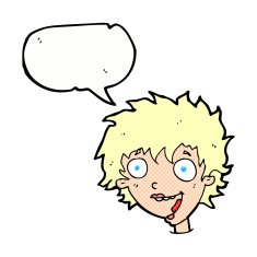 cartoon crazy excited woman with speech bubble N23