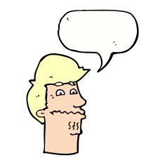 cartoon nervous man with speech bubble N158