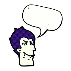 cartoon vampire face with speech bubble N43