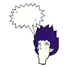 cartoon vampire face with speech bubble N44