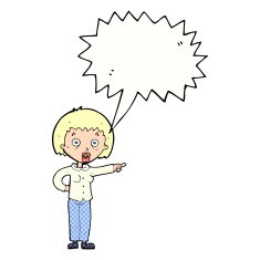 cartoon shocked woman with speech bubble N112