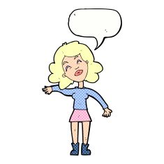 cartoon woman only joking with speech bubble N11