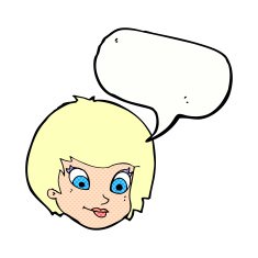 cartoon female face with speech bubble N176