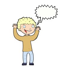 cartoon excited boy with speech bubble N166