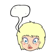 cartoon surprised female face with speech bubble N79