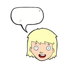 cartoon happy female face with speech bubble N218