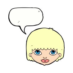 cartoon female face with speech bubble N177