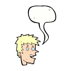 cartoon happy boy face with speech bubble N58