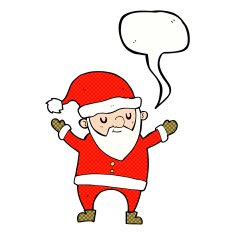 cartoon dancing santa with speech bubble N12
